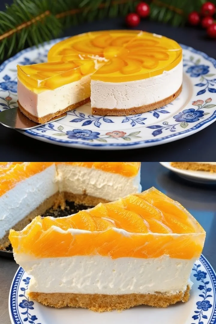 Leckeres Rezept für Pfirsichtraum ohne Backen mit frischen Pfirsichen