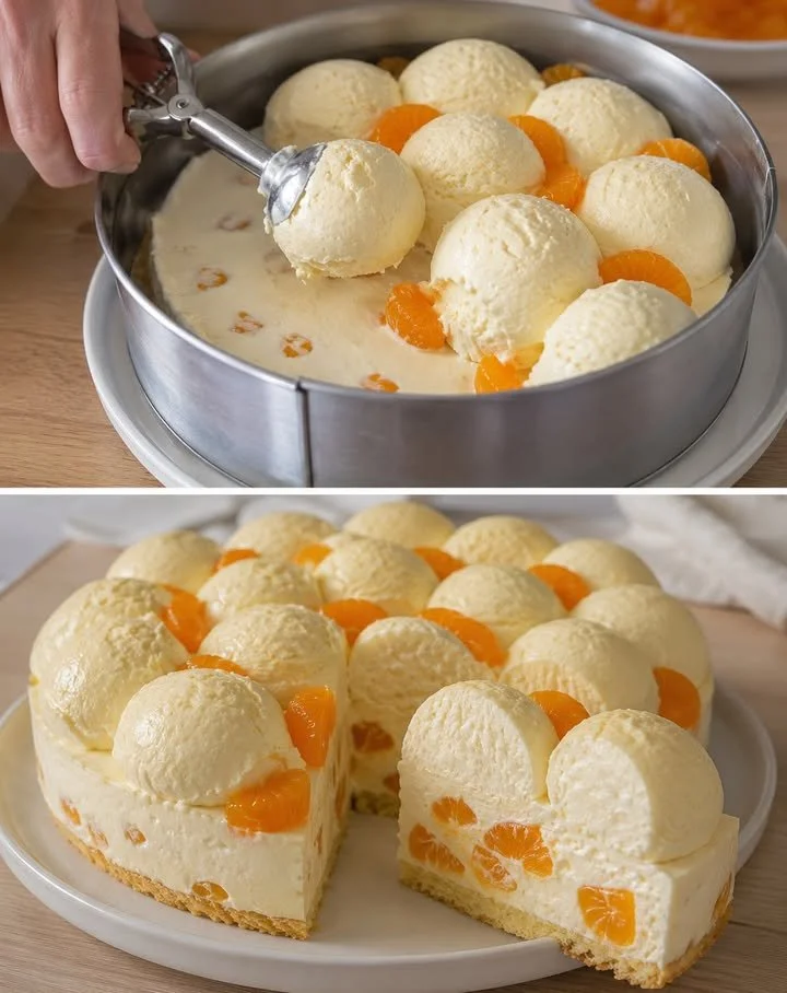 Schneeball-Torte mit cremigem Belag und dekorativem Äußeren auf einem Teller