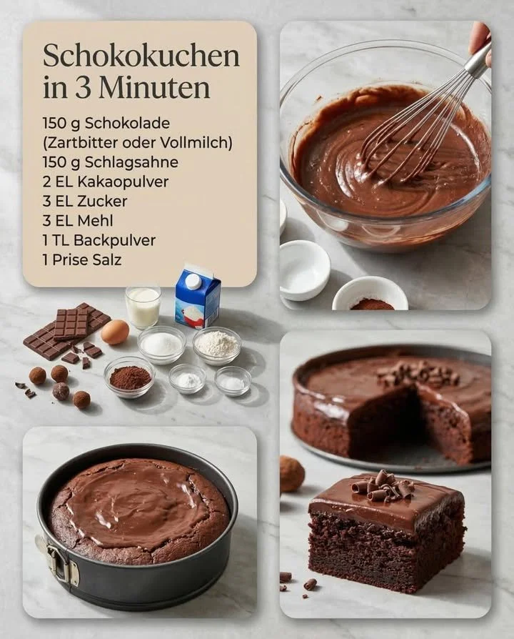 Schneller Schokokuchen in nur 3 Minuten zubereitet