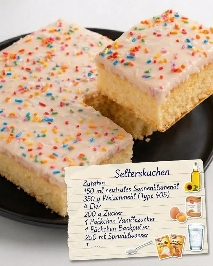 Leckerer Selterskuchen auf einem Teller mit frischen Zutaten