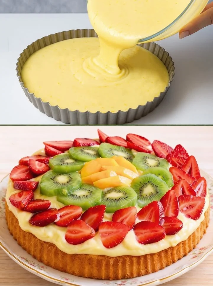 Frische Sommer-Tarte mit saisonalem Obst und Biskuitboden