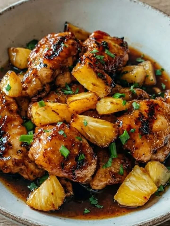 Tropisches Ananas-Hühnchen mit frischen Zutaten und exotischem Flair