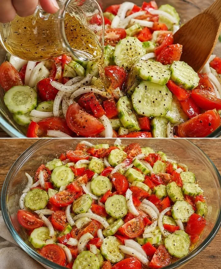 Türkischer Gurken-Tomatensalat mit frischen Zutaten