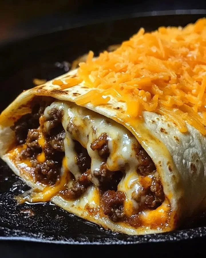 Ultimative Käse-Burrito mit geschmolzenem Käse und frischen Zutaten