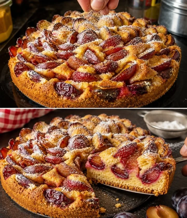 Ultrasaftiger Pflaumenkuchen mit frischen Pflaumen in einem saftigen Teig