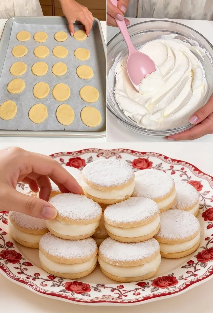 Leckere Vanillekekse auf einem Teller, frisch gebacken und dekoriert