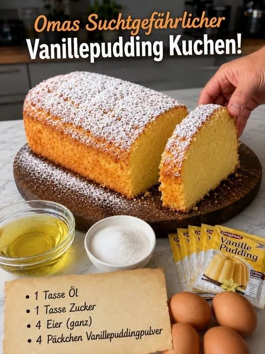 Leckerer Vanillepudding-Kuchen auf einem Teller