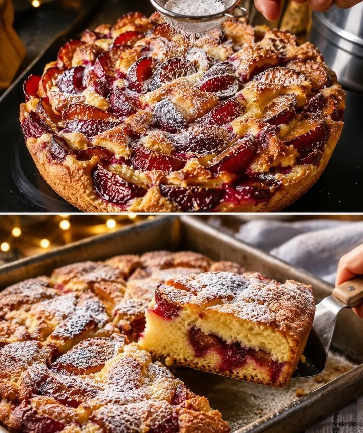Delizioser Pflaumenkuchen mit saftigen Pflaumen und knusprigem Teig