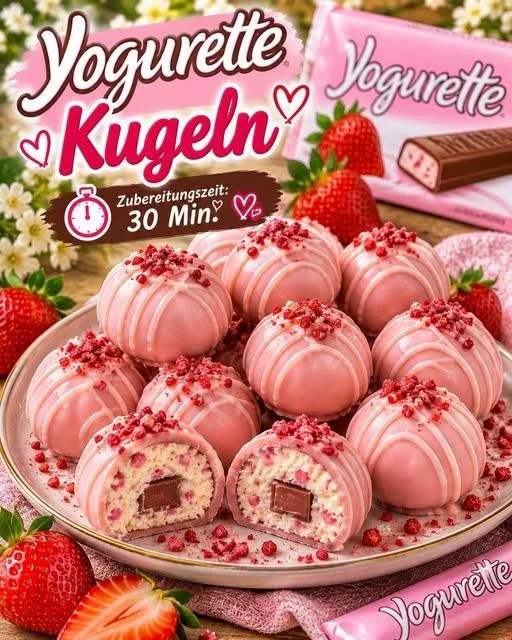 Hausgemachte Yogurette Kugeln, die lecker und einfach zuzubereiten sind.