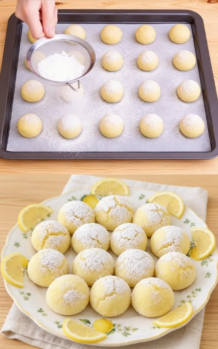 Eine Platte mit frisch gebackenen Zitronenkeksen, perfekt zum Naschen.