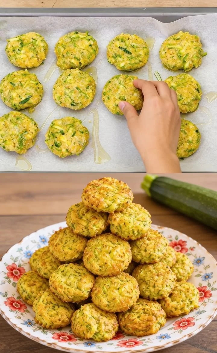 Leckere Zucchini-Bällchen auf einem Teller serviert