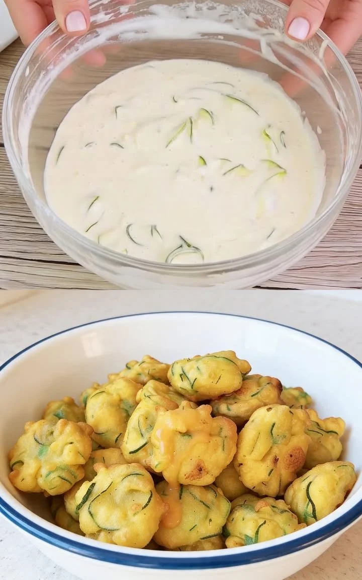 Leckere Zucchini-Puffer frisch aus der Pfanne serviert