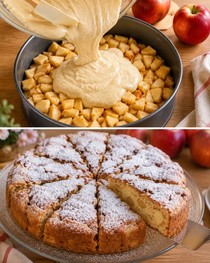Saftiger Apfelkuchen aus 4 Zutaten mit frischem Apfelduft im Haus