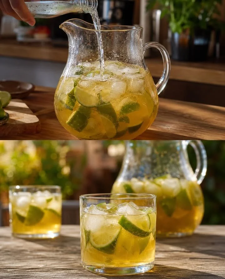 Erfrischende Caipirinha-Bowle mit Limetten und Minze im Glas