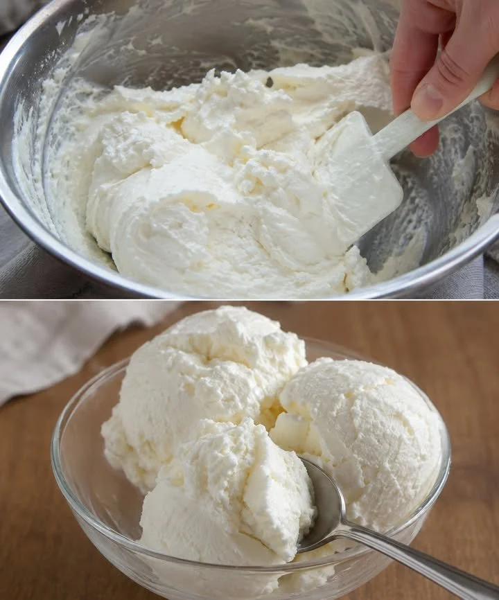 Cremiges Joghurt-Eis ohne Eismaschine in einer Dessertschale.