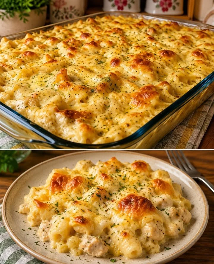 Cremiger Thunfisch-Nudelauflauf im Ofen gebacken